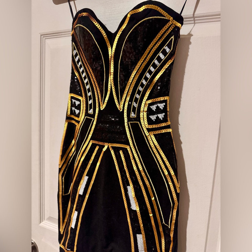 Strapless Art Deco mini dress XS - Picture 2 of 4